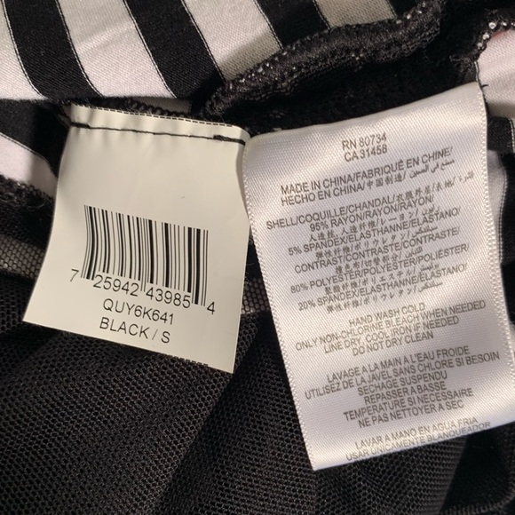 BCBGMAXAZRIA Black Striped Mesh Overlay Cocktail Dress size Small - Picture 5 of 5